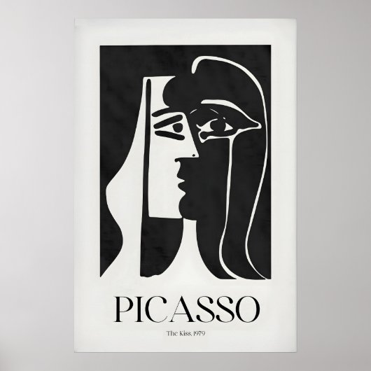 Picasso De Kus979 Zwart Wit Abstract Profiel Poster (Voorkant)