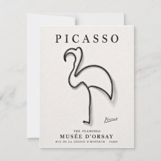 Picasso Flamingo Print | Minimalistische Flamingo  Notitiekaartje