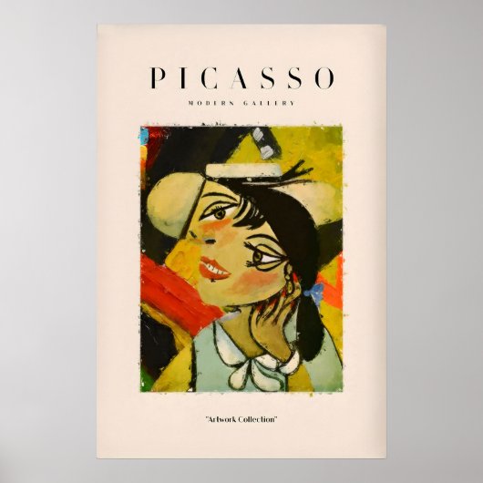 Picasso Lachende Vrouw Abstract Portret Poster (Voorkant)