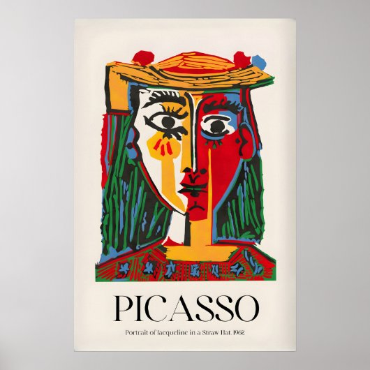 Picasso Portret Jacqueline Strohoed962 Kleurrijk Poster (Voorkant)