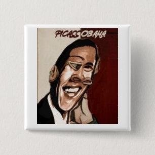 picassobama vierkante button 5,1 cm