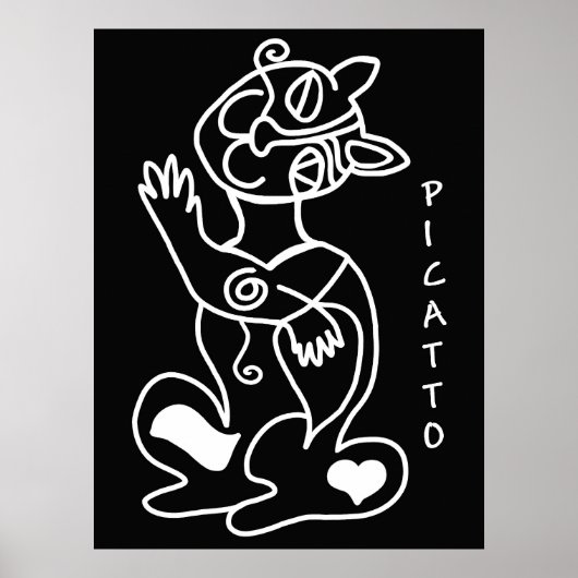 Picatto wit op zwart poster (Voorkant)