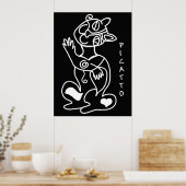Picatto wit op zwart poster (Keuken)