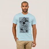 PICATTO zwart op blauw T-shirt (Voorkant volledig)
