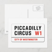 Piccadilly Circus, London Street Sign Briefkaart (Voorkant / Achterkant)