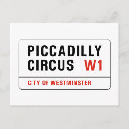 Piccadilly Circus, London Street Sign Briefkaart