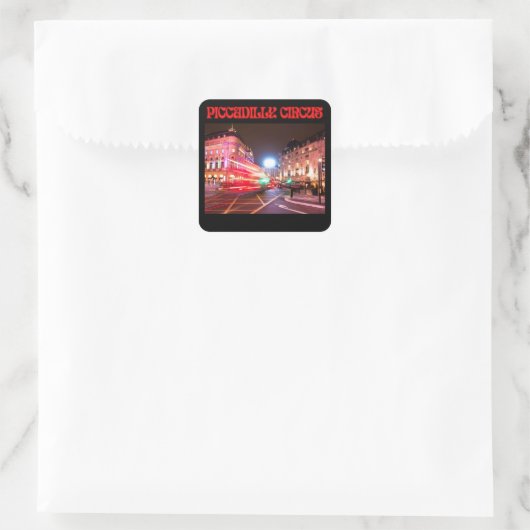 Piccadilly Circus Square Sticker Black Background (Tas)