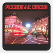 Piccadilly Circus Square Sticker Black Background (Voorkant)