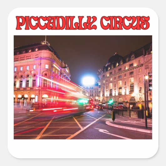 Piccadilly Circus Square Sticker White Background (Voorkant)