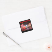 Piccadilly Circus Square Sticker Zwarte Achtergron (Envelop)