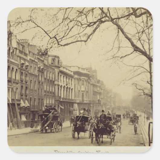 Piccadilly naar Oost gericht (foto sepia) Vierkante Sticker (Voorkant)