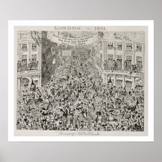 Piccadilly tijdens de Grote tentoonstelling, 1851 Poster (Voorkant)
