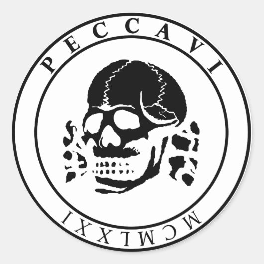 PICCAVI Memento Mori Ronde Sticker (Voorkant)