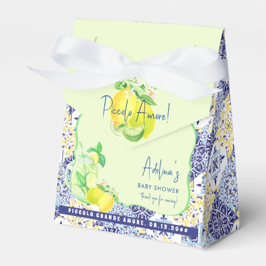 Piccolo Amore Blue Lemon Baby shower Welkomstbord Bedankdoosjes (Voorkant Zijde)