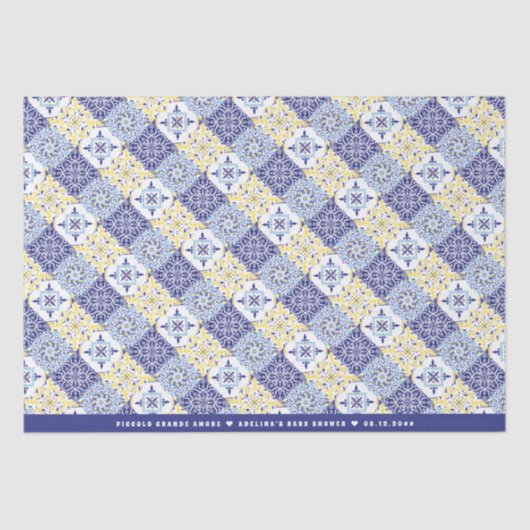 Piccolo Amore Italiaans Tegels Blue Lemon Baby sho Tissuepapier (Voorkant)