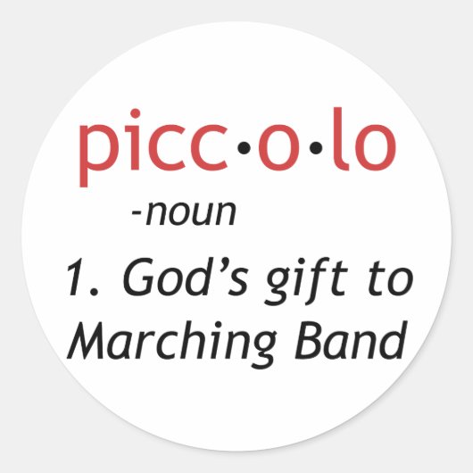 Piccolo-definitie Ronde Sticker (Voorkant)