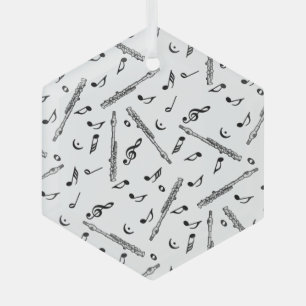 Piccolo Music Note Pattern Glas Ornament