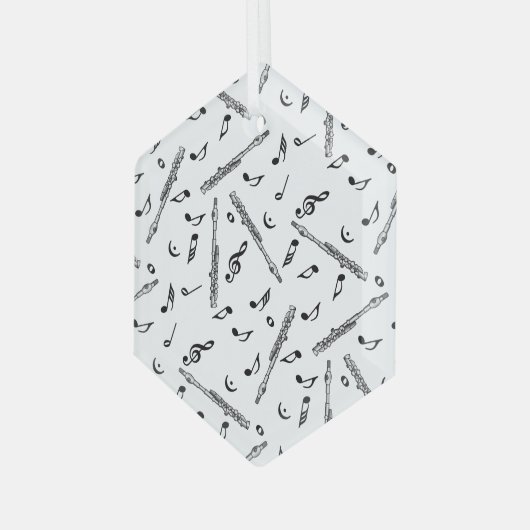 Piccolo Music Note Pattern Glas Ornament (Voorkant links)