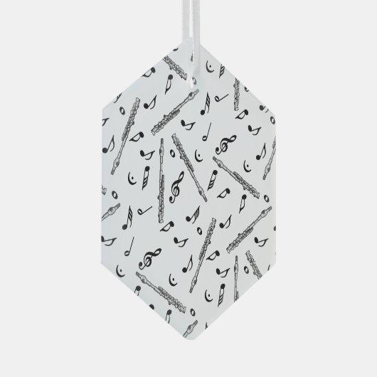 Piccolo Music Note Pattern Glas Ornament (Voorkant Rechts)