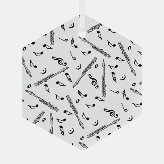 Piccolo Music Note Pattern Glas Ornament (Achterkant)