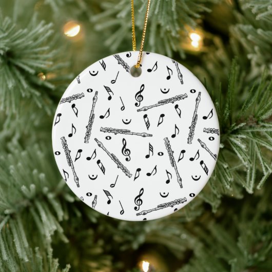 Piccolo Music Note Pattern Keramisch Ornament (Boom)