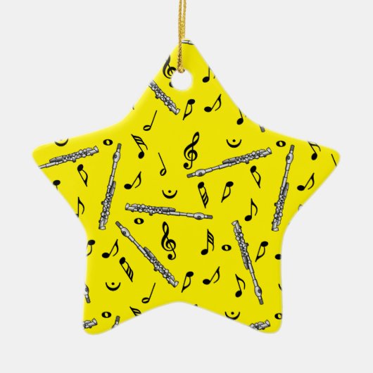 Piccolo Music Note Pattern Keramisch Ornament (Voorkant)