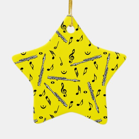 Piccolo Music Note Pattern Keramisch Ornament (Achterkant)