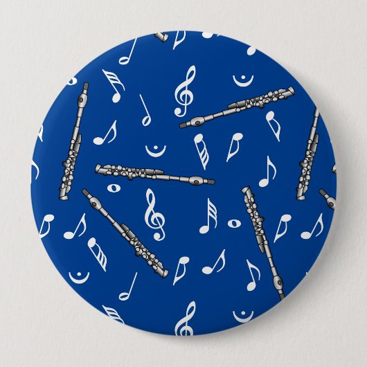 Piccolo Music Note Pattern Ronde Button 4,0 Cm (Voorkant)