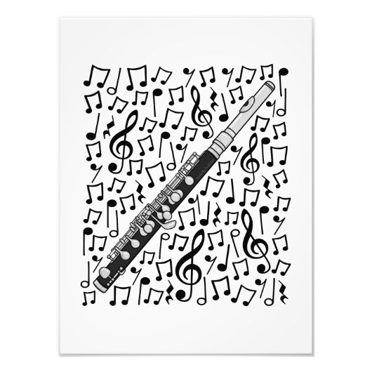Piccolo Musical Notes Woodwind Muziekdocent Foto Afdruk (Voorkant)