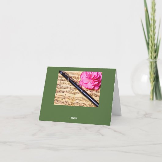 Piccolo on sheet music custom note card kaart (Achterkant)