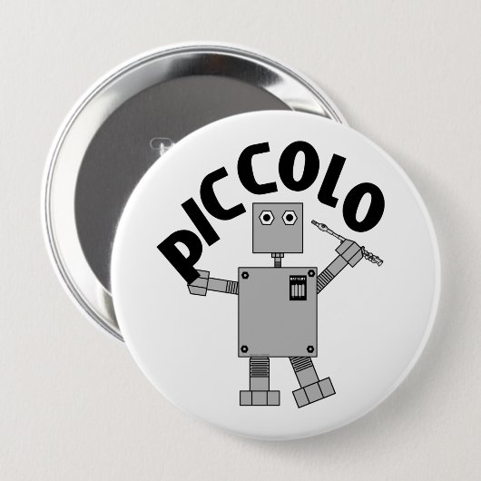 Piccolo Robot Tekst Ronde Button 4,0 Cm (Voorkant /achterkant)
