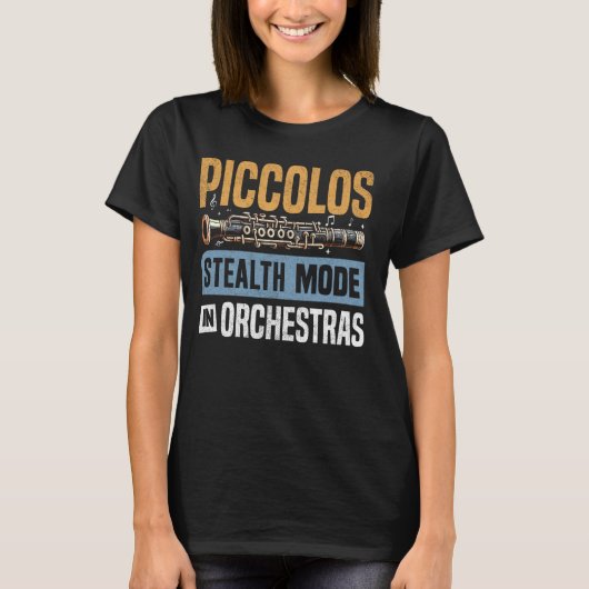 Piccolo Stealth Mode in het orkest Piccolo T-shirt (Voorkant)