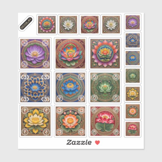 Pichhwai Lotus Regenboog Chakra Sticker Blad (Vel)