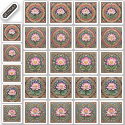 Pichhwai Style Lotus Flowers Sticker Sheet (Voorkant)