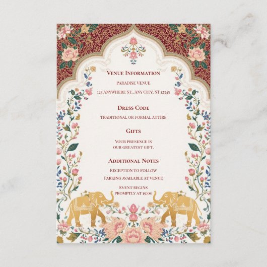 Pichwai Indian Elegant Wedding Enclosure Card Informatiekaartje (Voorkant)