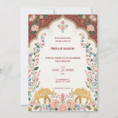 Pichwai Indian Elegant Wedding Invitation Kaart (Voorkant)
