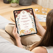 Pichwai Indian Elegant Wedding Invitation Kaart