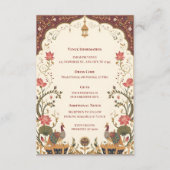 Pichwai Indian Lotus Peacock Wedding Informatiekaartje (Voorkant)