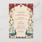 Pichwai Indian Peacock Elegant Wedding Informatiekaartje (Voorkant)