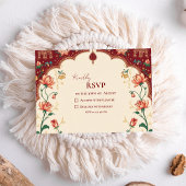 Pichwai Indian Peacock Elegant Wedding RSVP Kaartje