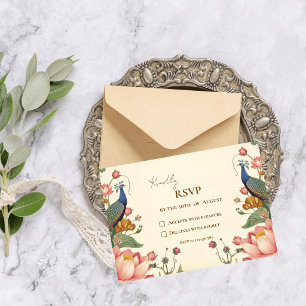 Pichwai Indiase Elegante Trouwdag RSVP Kaartje