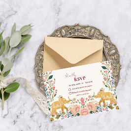 Pichwai Indiase Elegante Trouwdag RSVP Kaartje