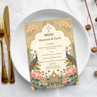 Pichwai Indische Luxueuze Elegante Trouwmenu Menu
