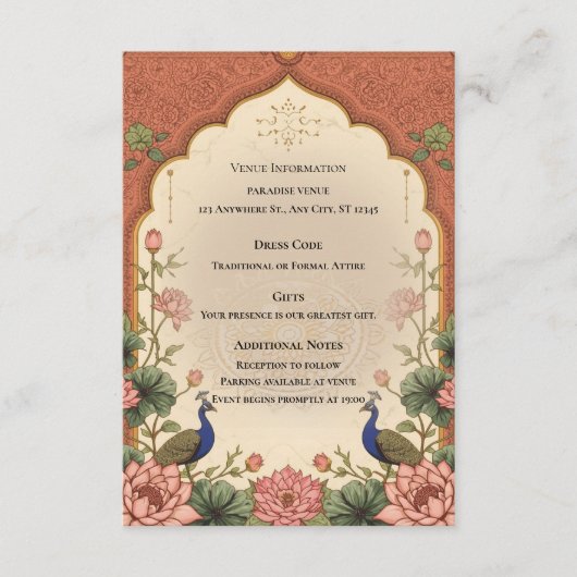 Pichwai Inspired Indian Wedding Enclosure Card Informatiekaartje (Voorkant)