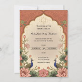 Pichwai Inspired Indian Wedding Invitation Kaart (Voorkant)