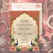Pichwai Inspired Indian Wedding Invitation Kaart