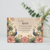 Pichwai Inspired Indian Wedding RSVP Card (Staand voorkant)