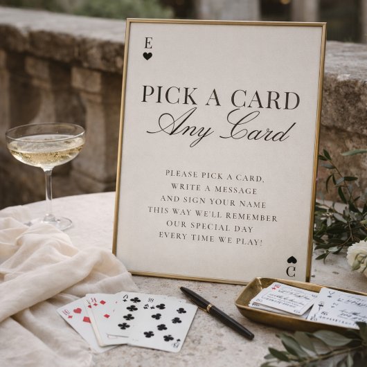 Pick A Card Any Card Wedding Guestbook Sign Kaart