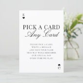 Pick A Card Any Card Wedding Guestbook Sign Kaart (Staand voorkant)