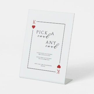 Pick a Card Any Card Wedding Sign Reclamebord Met Voetstuk